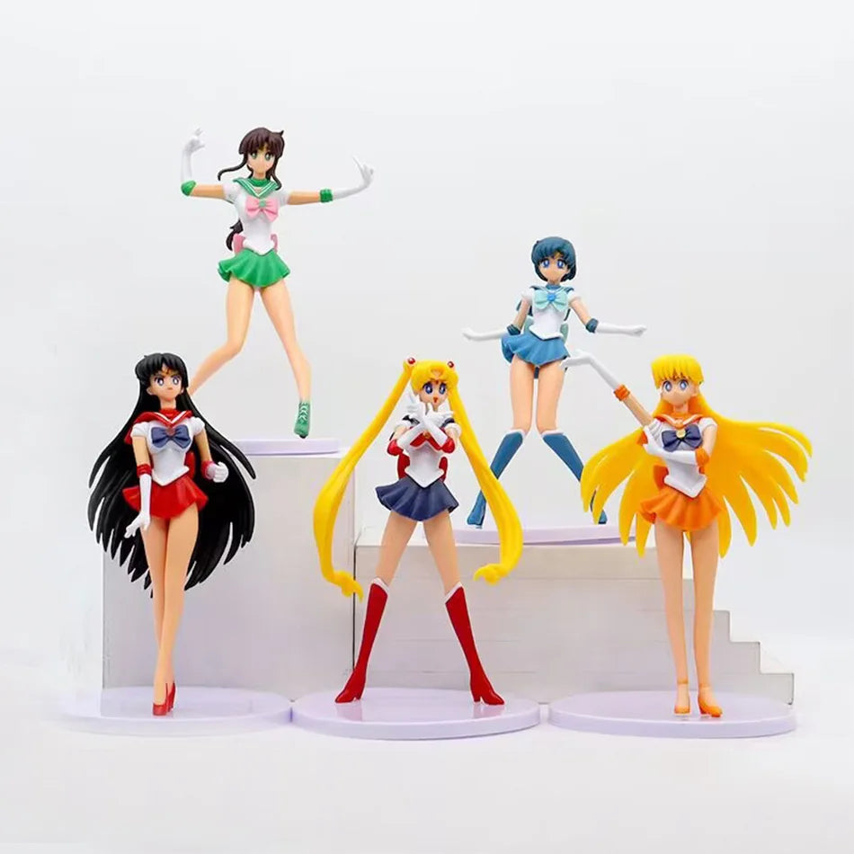 5pcs-Set Sailor Moon Anime Figure Mizuno Ami Tsukino Usagi Hino Rei Aino Minako Action Figure Model Kawaii Doll Toys Gift 5pcs-Set Sailor Moon Anime Figure Mizuno Ami Tsukino Usagi Hino Rei Aino Minako Action Figure Model Kawaii Doll Toys Gift